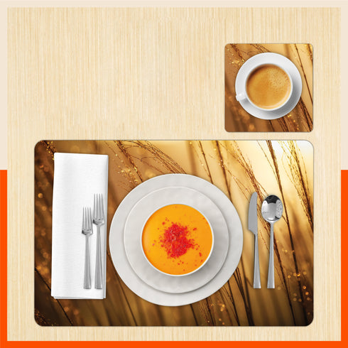 Polypropylene Table Mats & Coasters for Dining Table at Home (Morning Dew - Set of 6)